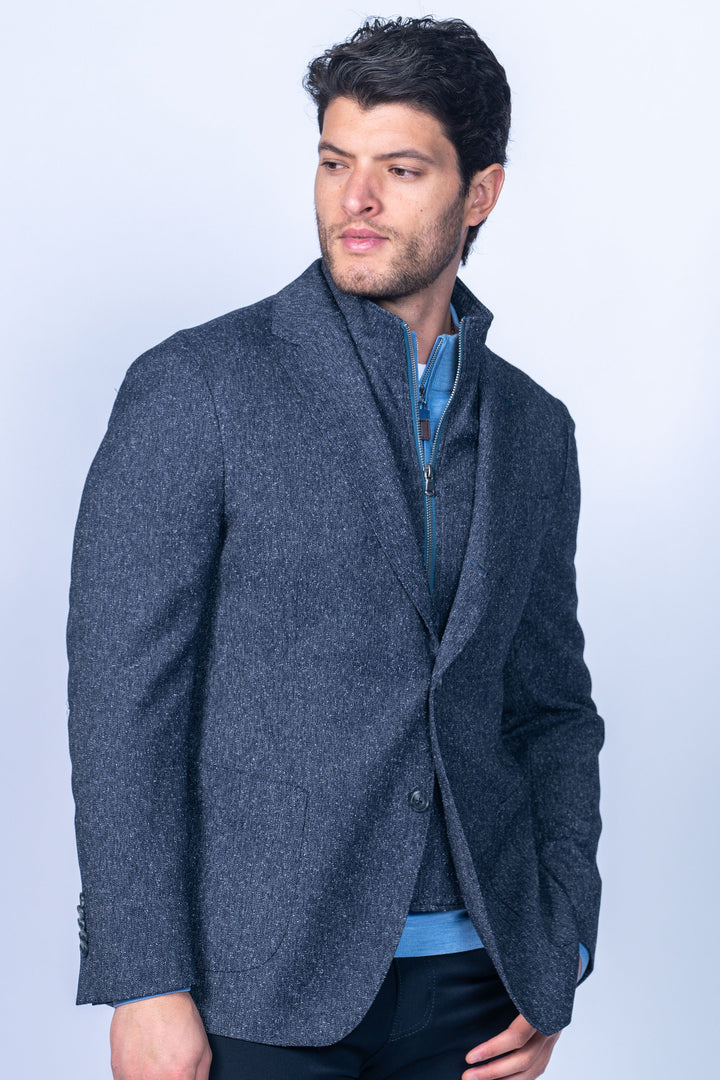 Fraser Navy Donegal Stretch Hybrid Sport Coat