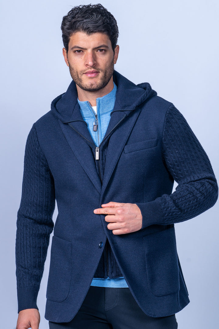 Kessler Navy Hybrid Knit Sleeve Sport Coat