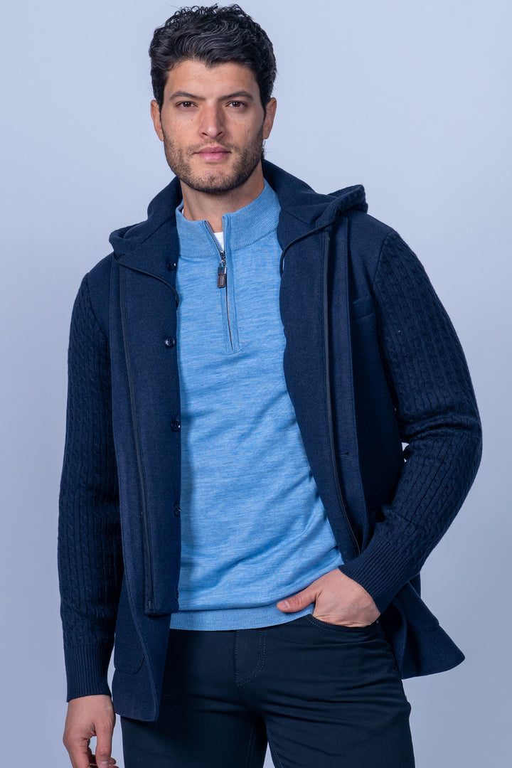 Kessler Navy Hybrid Knit Sleeve Sport Coat