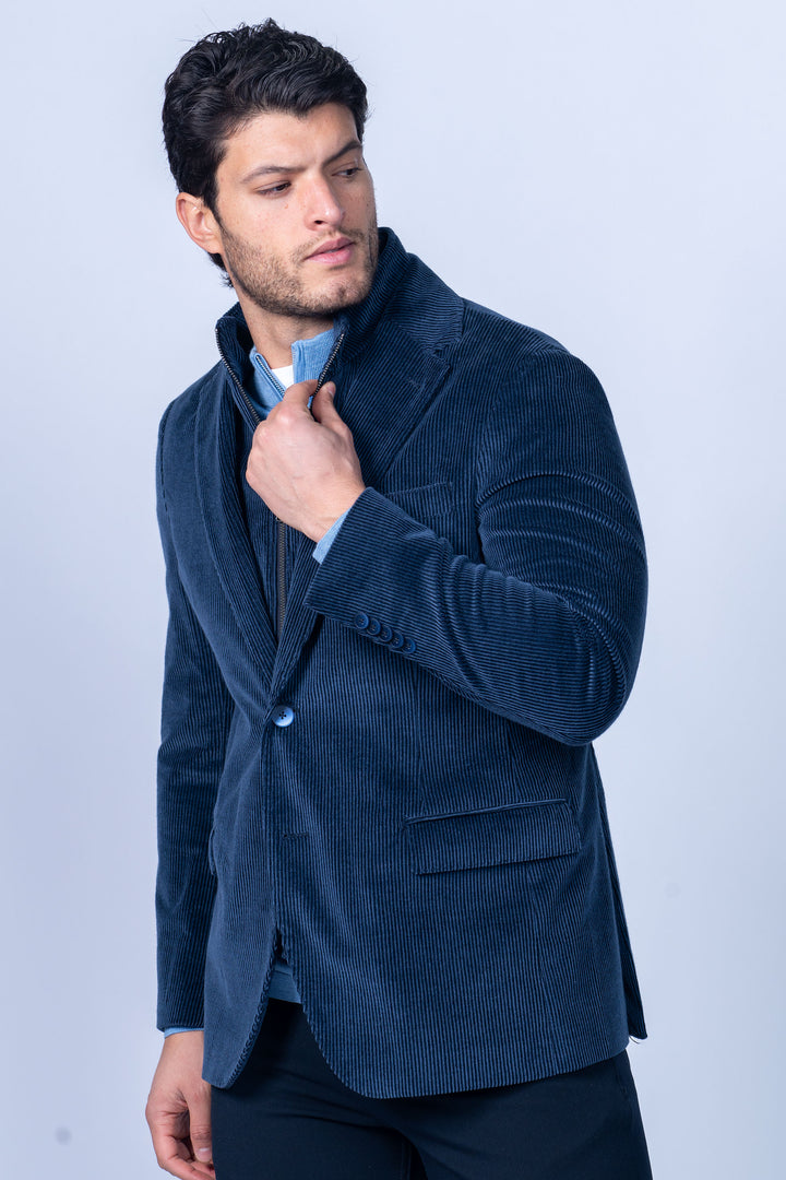 Lorenzo Navy Stretch Corduroy Hybrid Sport Coat