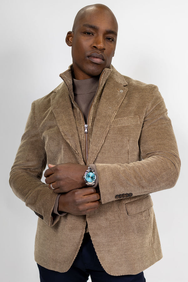 Lorenzo Cocoa Stretch Corduroy Hybrid Sport Coat