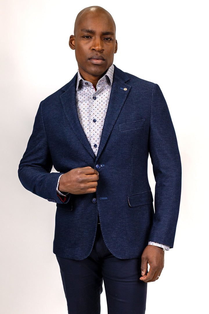 Terry Navy Denim Knit Sport Coat