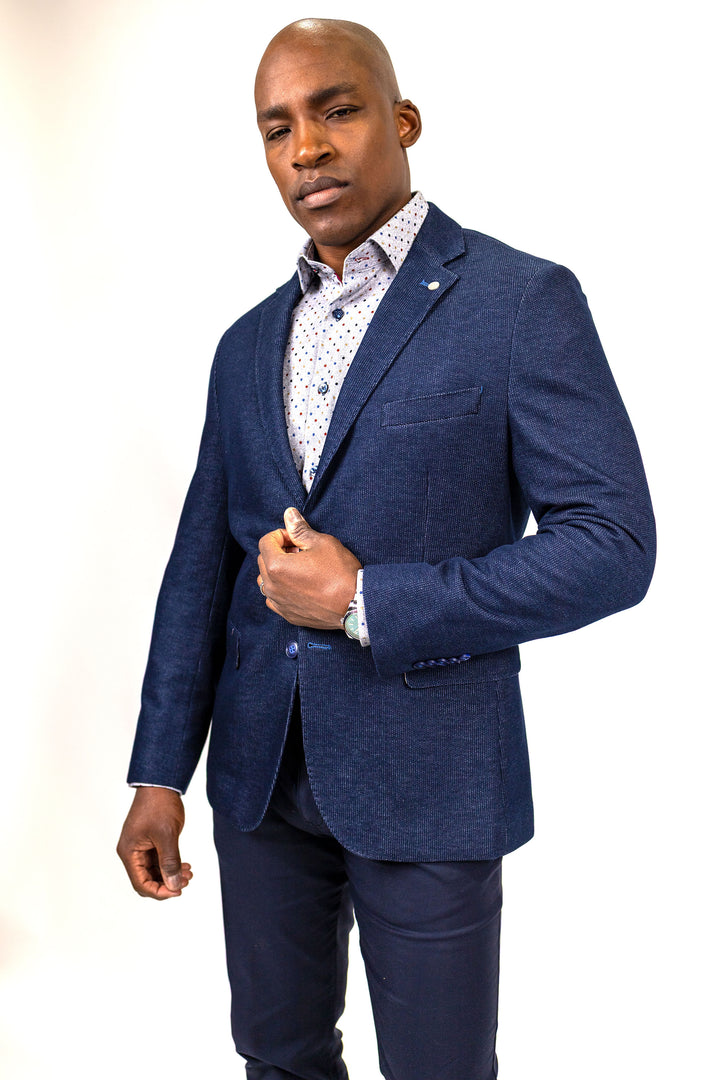 Terry Navy Denim Knit Sport Coat