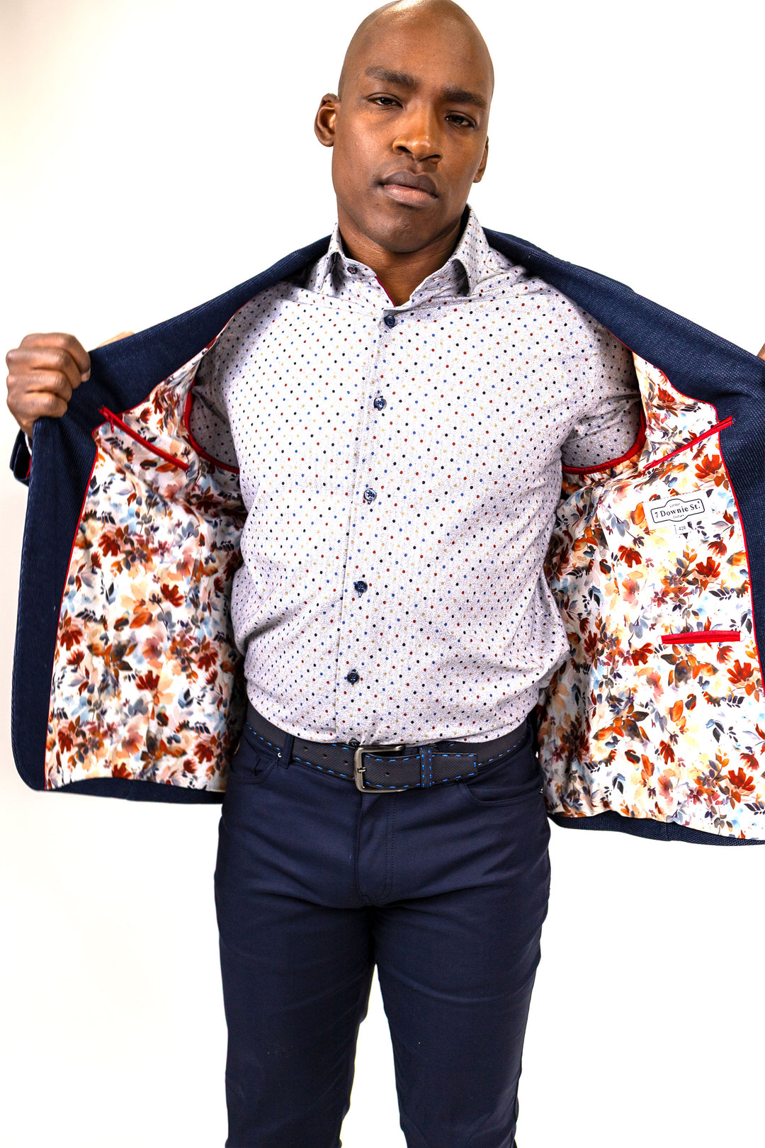 Terry Navy Denim Knit Sport Coat