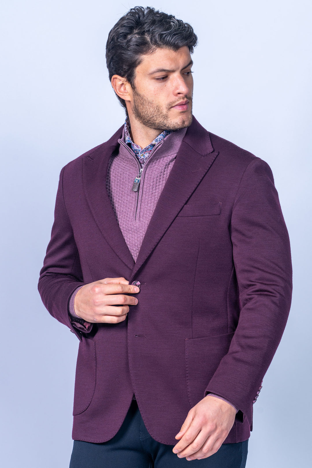 Vito Bordo 100% Merino Wool Knit Sport Coat