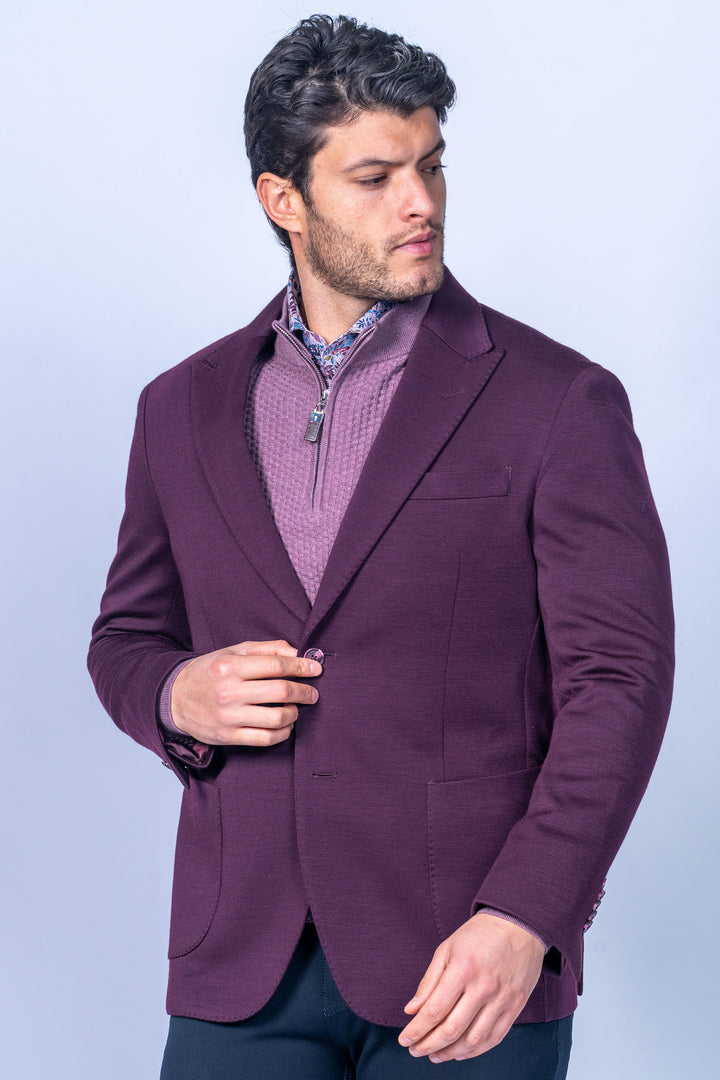 Vito Bordo 100% Merino Wool Knit Sport Coat