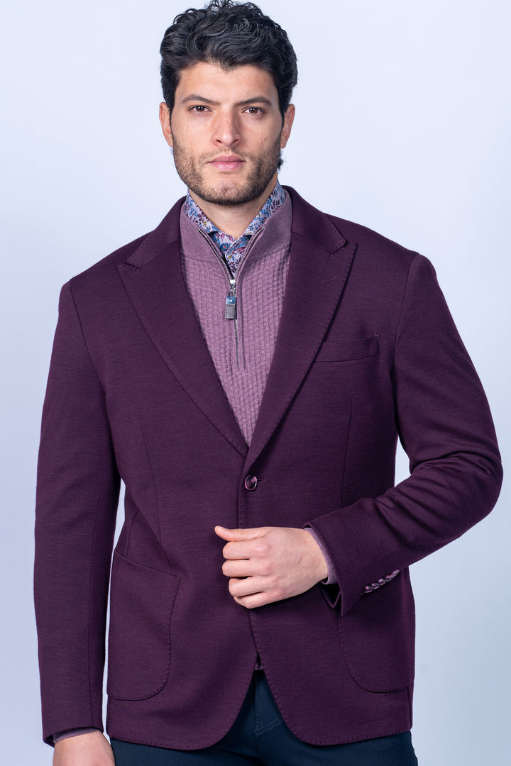 Vito Bordo 100% Merino Wool Knit Sport Coat