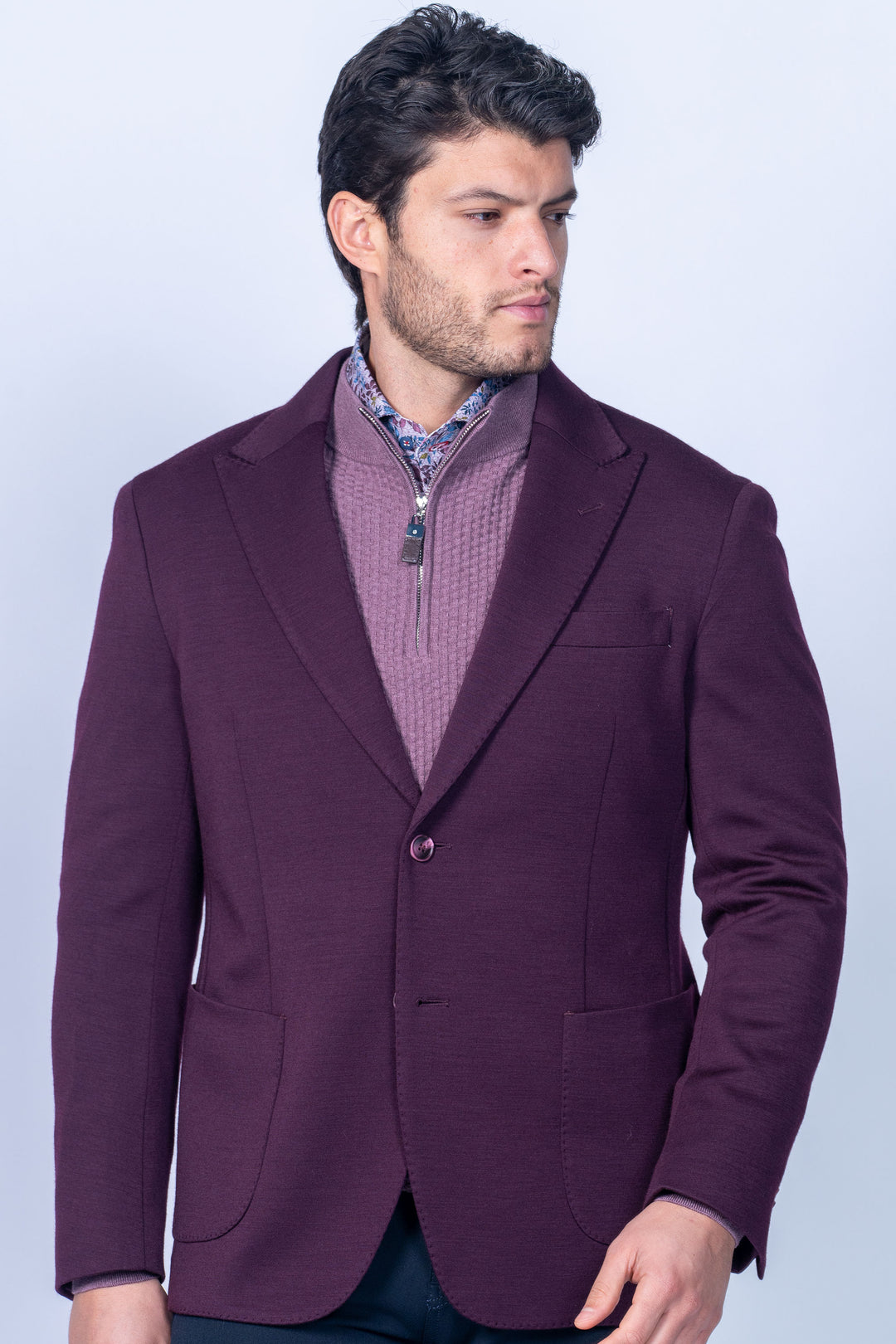 Vito Bordo 100% Merino Wool Knit Sport Coat