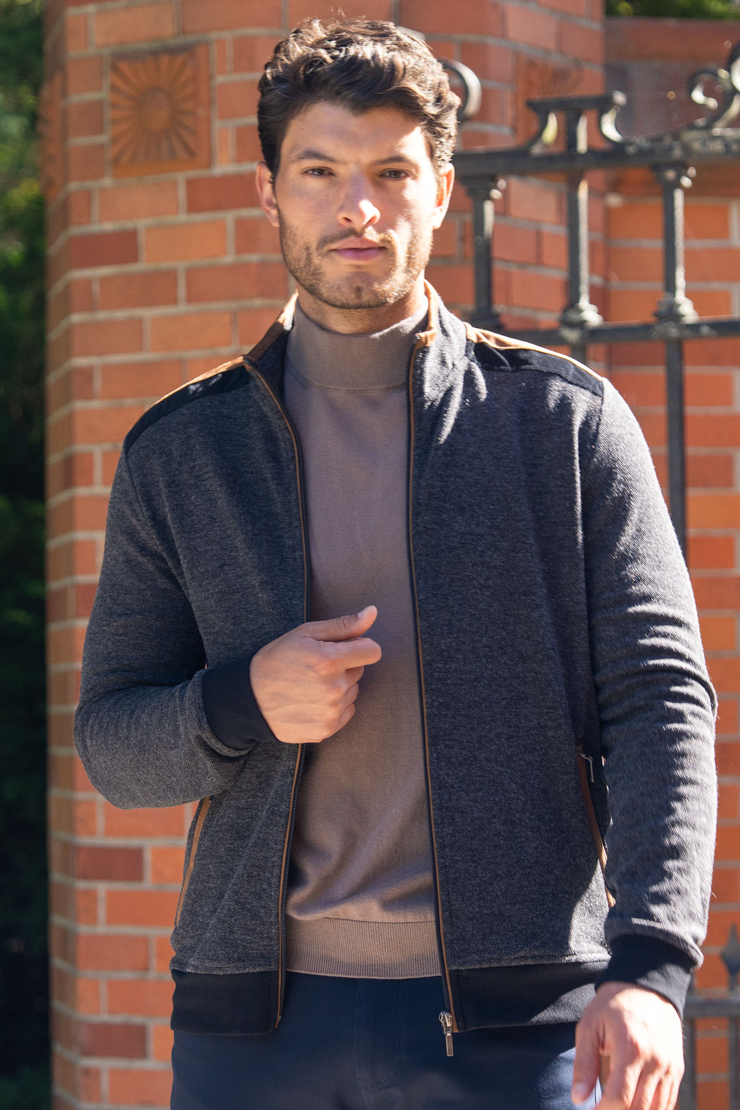 Aria Full Zip With Suede Accent