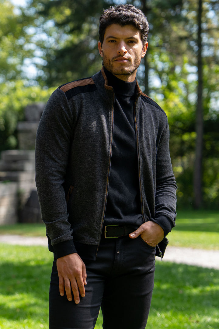 Aria Full Zip With Suede Accent