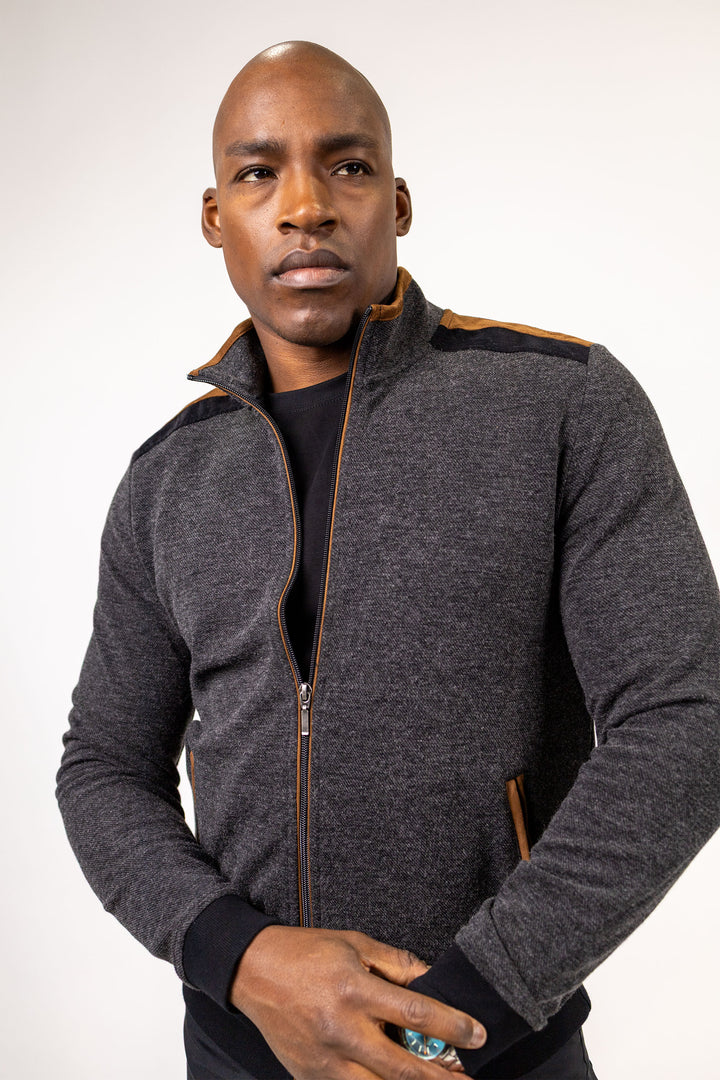 Aria Full Zip With Suede Accent