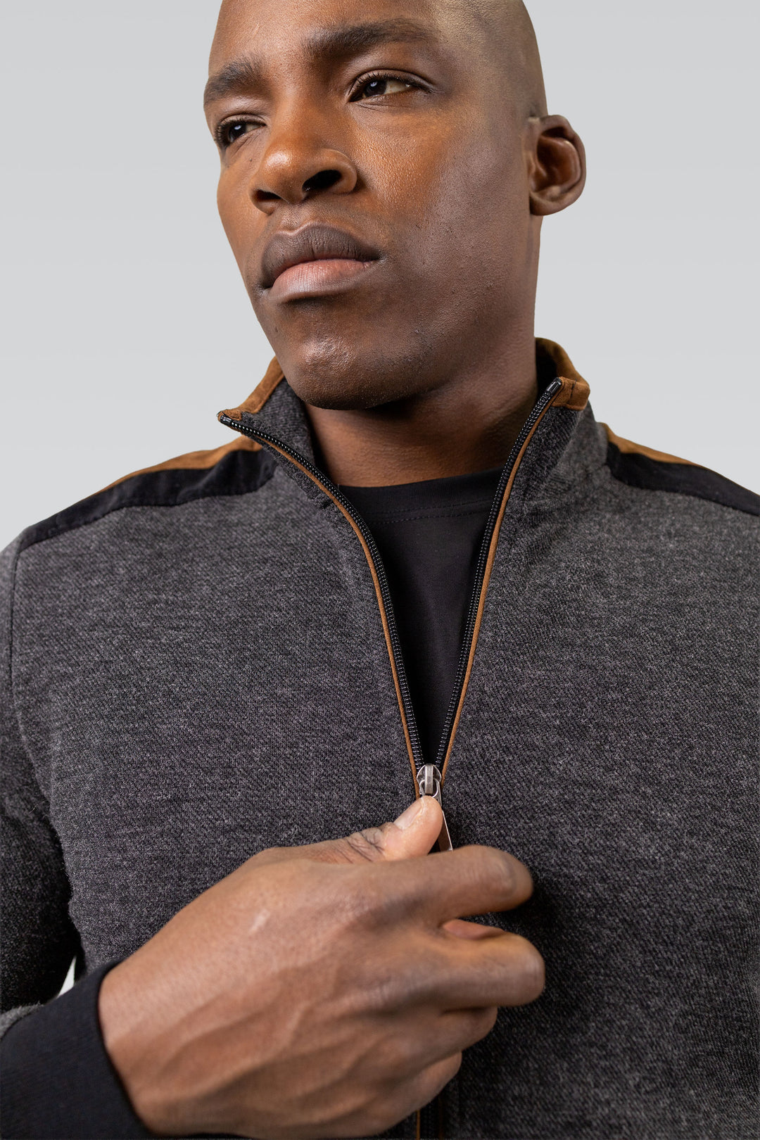 Aria Full Zip With Suede Accent