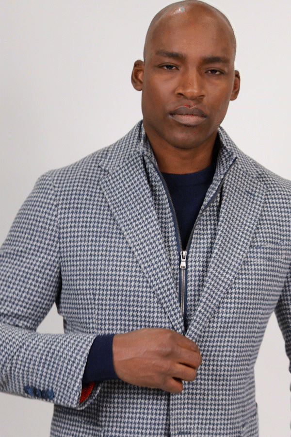 Bedford Grey and Navy Houndsooth Knit Hybrid Sport Coat