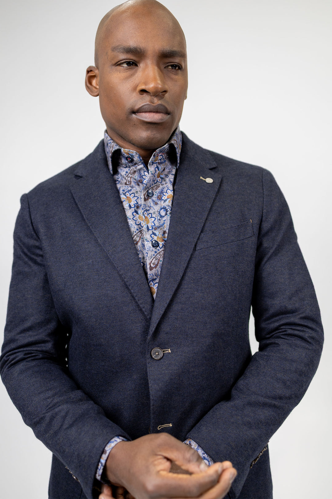 Carlisle Blue Mix Wool and Cotton Knit Sport Coat