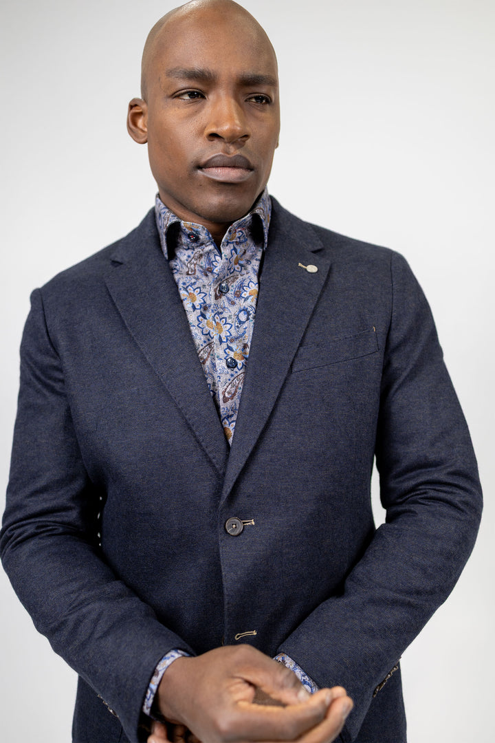 Carlisle Blue Mix Wool and Cotton Knit Sport Coat