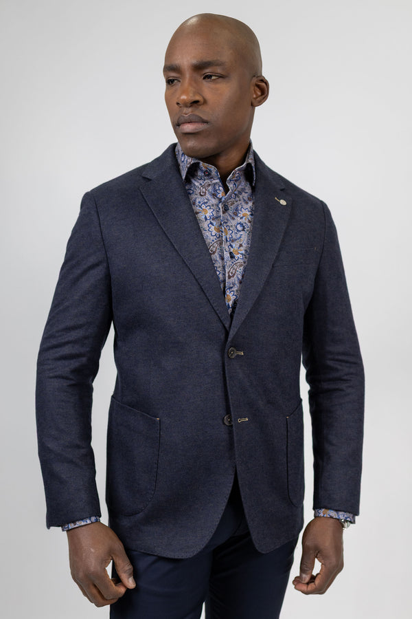 Carlisle Blue Mix Wool and Cotton Knit Sport Coat