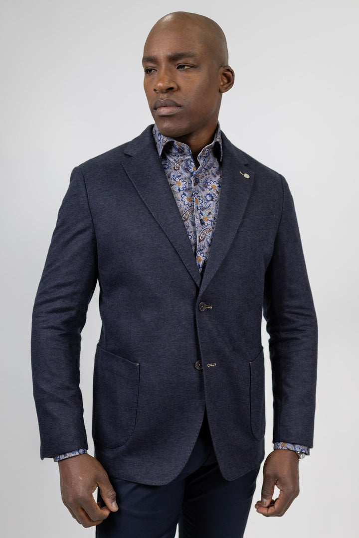 Carlisle Blue Mix Wool and Cotton Knit Sport Coat