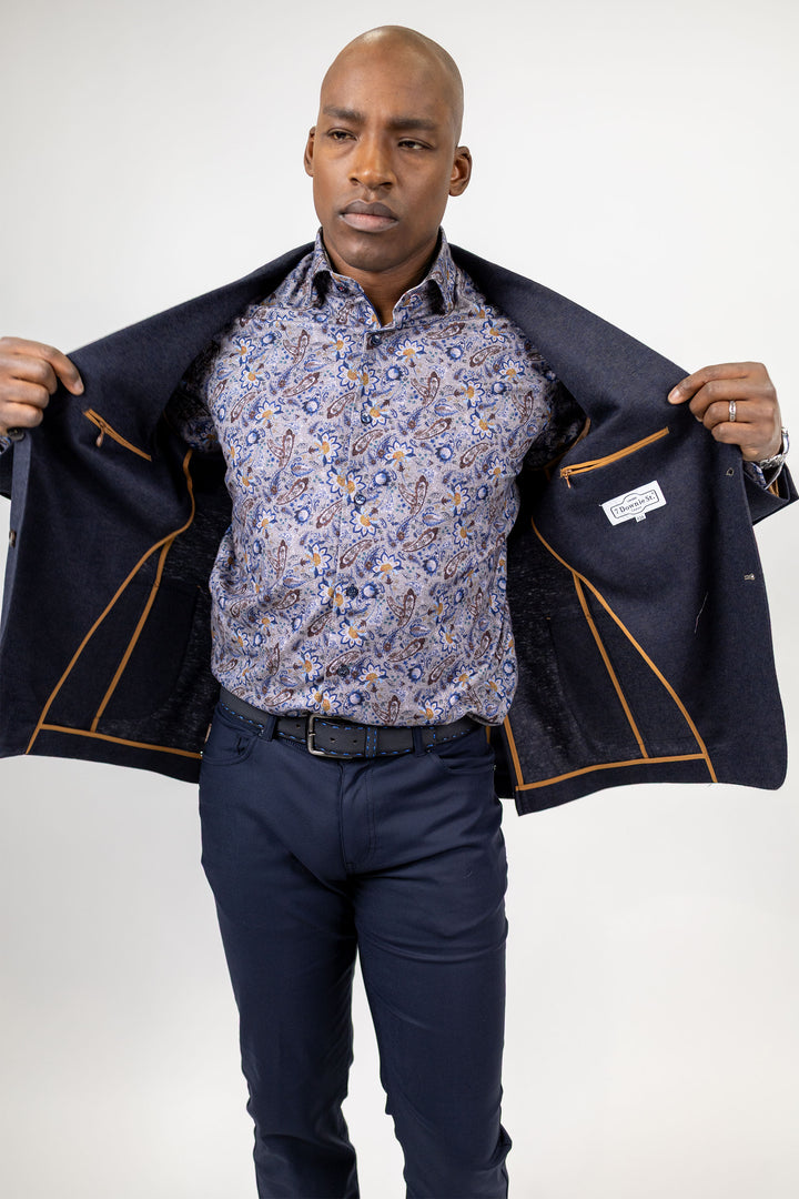 Carlisle Blue Mix Wool and Cotton Knit Sport Coat