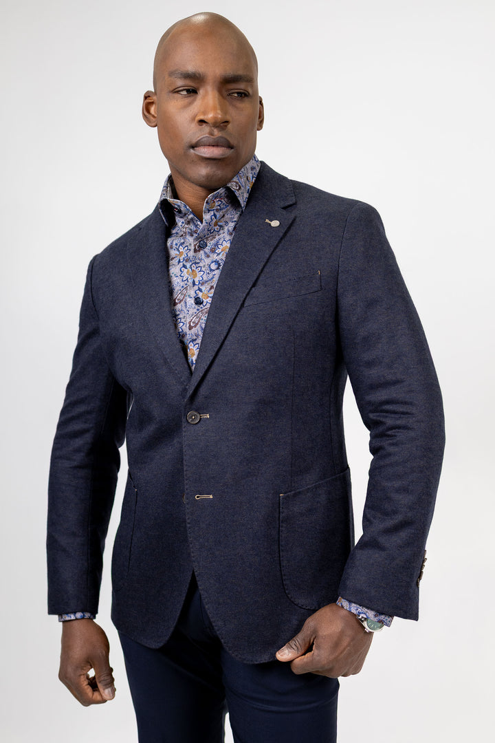 Carlisle Blue Mix Wool and Cotton Knit Sport Coat