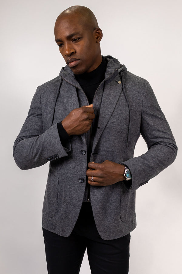Carlisle Charcoal Hybrid Wool and Cotton Knit Sport Coat