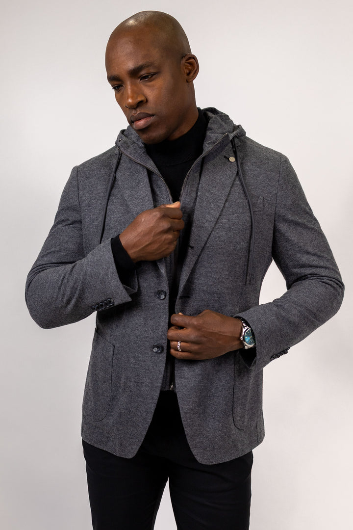 Carlisle Charcoal Hybrid Wool and Cotton Knit Sport Coat
