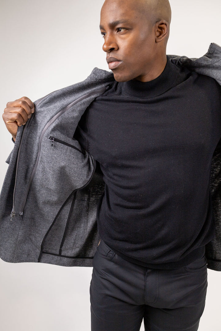 Carlisle Charcoal Hybrid Wool and Cotton Knit Sport Coat