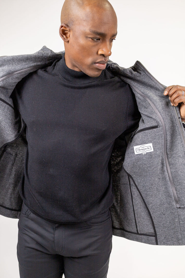 Carlisle Charcoal Hybrid Wool and Cotton Knit Sport Coat