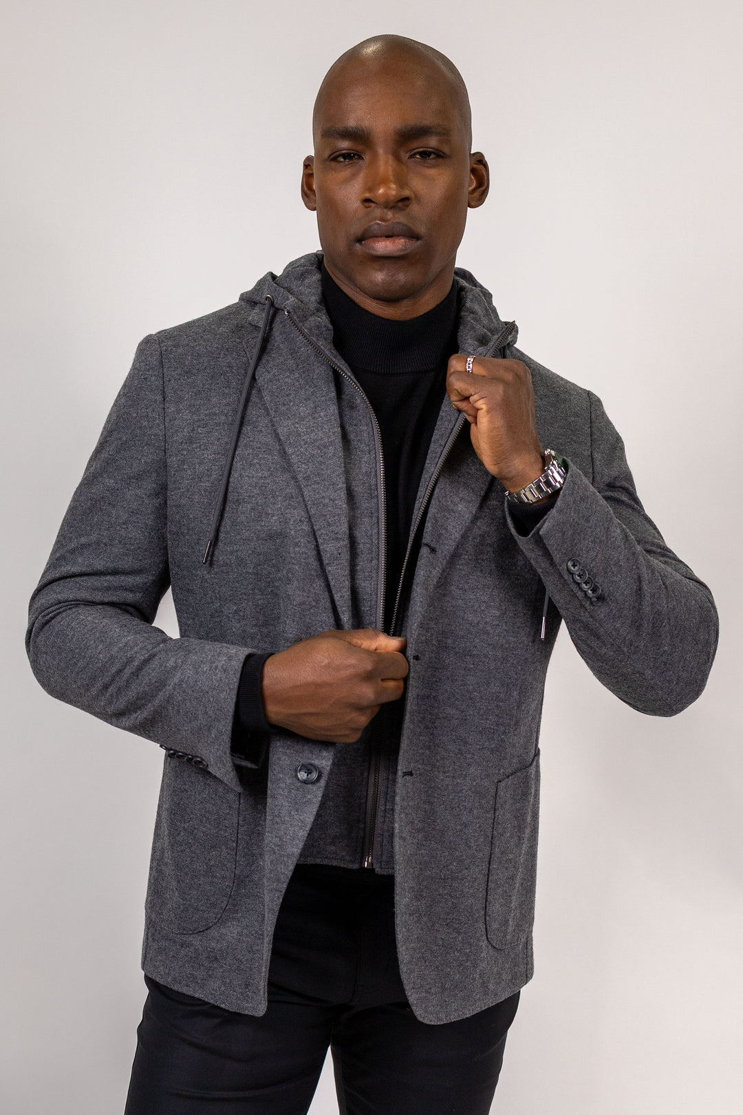 Carlisle Charcoal Hybrid Wool and Cotton Knit Sport Coat