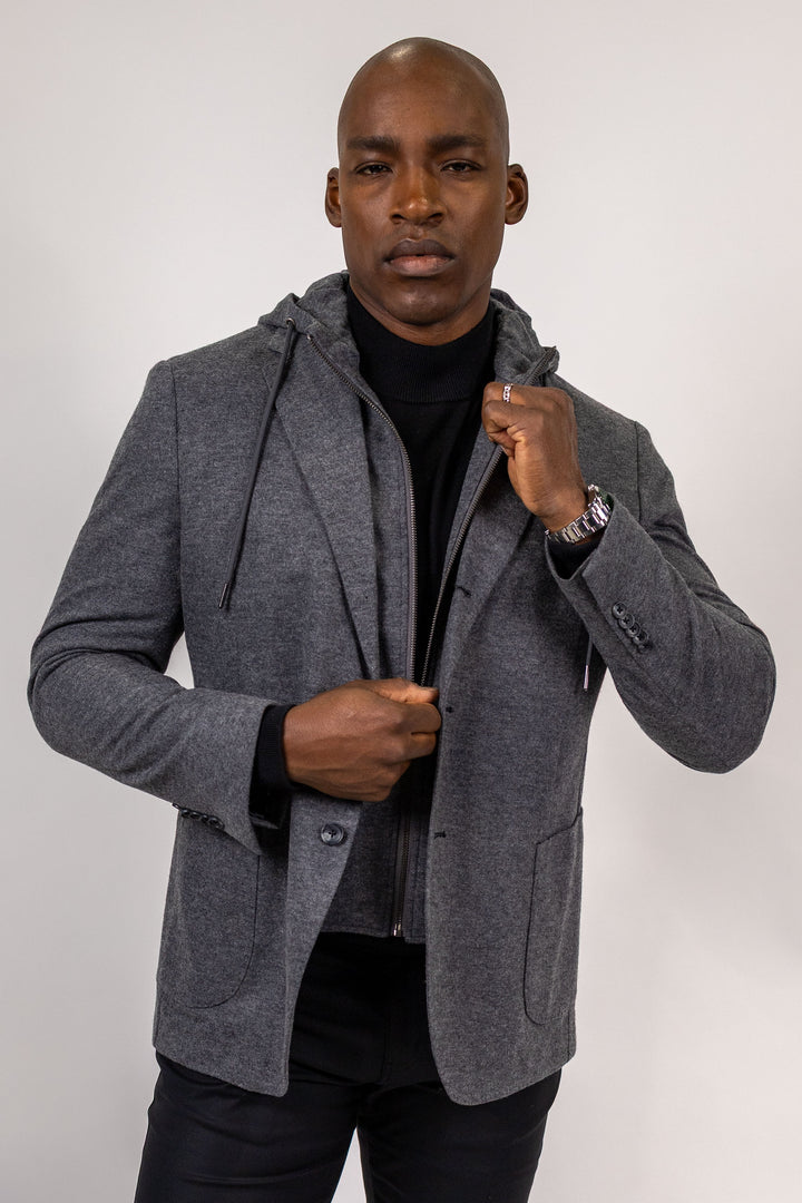 Carlisle Charcoal Hybrid Wool and Cotton Knit Sport Coat
