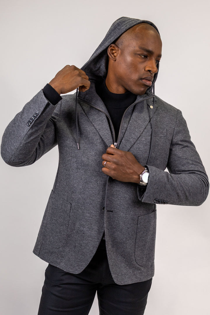 Carlisle Charcoal Hybrid Wool and Cotton Knit Sport Coat