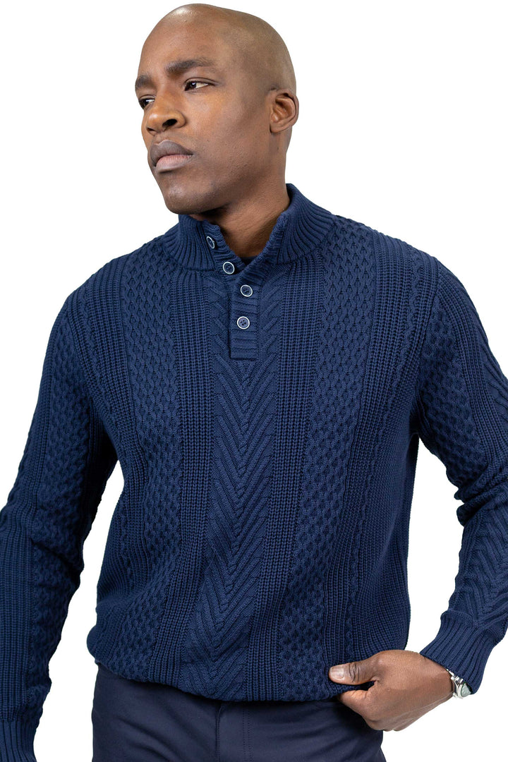 Cranston Button Mock - Navy