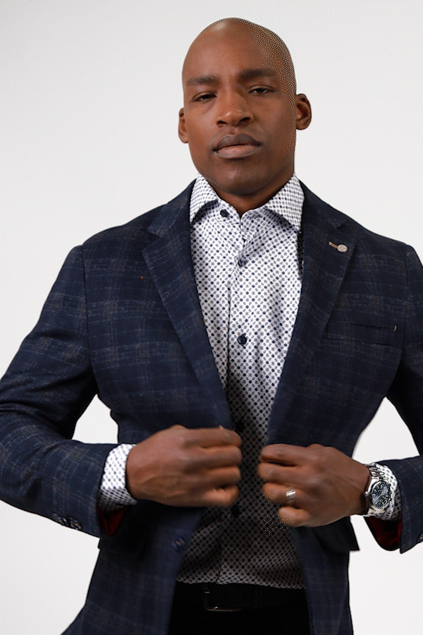 Dusty Blue and Copper Cotton Knit Sport Coat