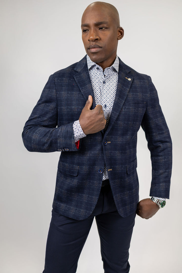 Dusty Blue and Copper Cotton Knit Sport Coat