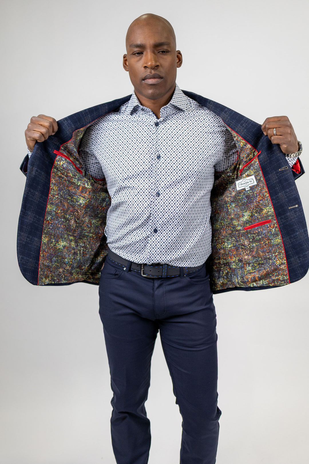 Dusty Blue and Copper Cotton Knit Sport Coat