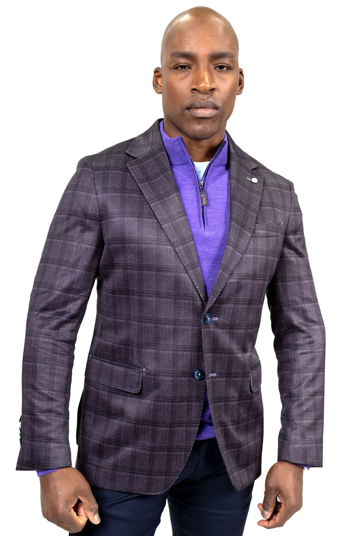 Hillsboro Bordo Windowpane Cotton Knit Sport Coat