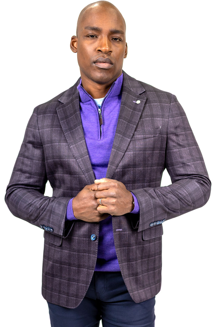 Hillsboro Bordo Windowpane Cotton Knit Sport Coat