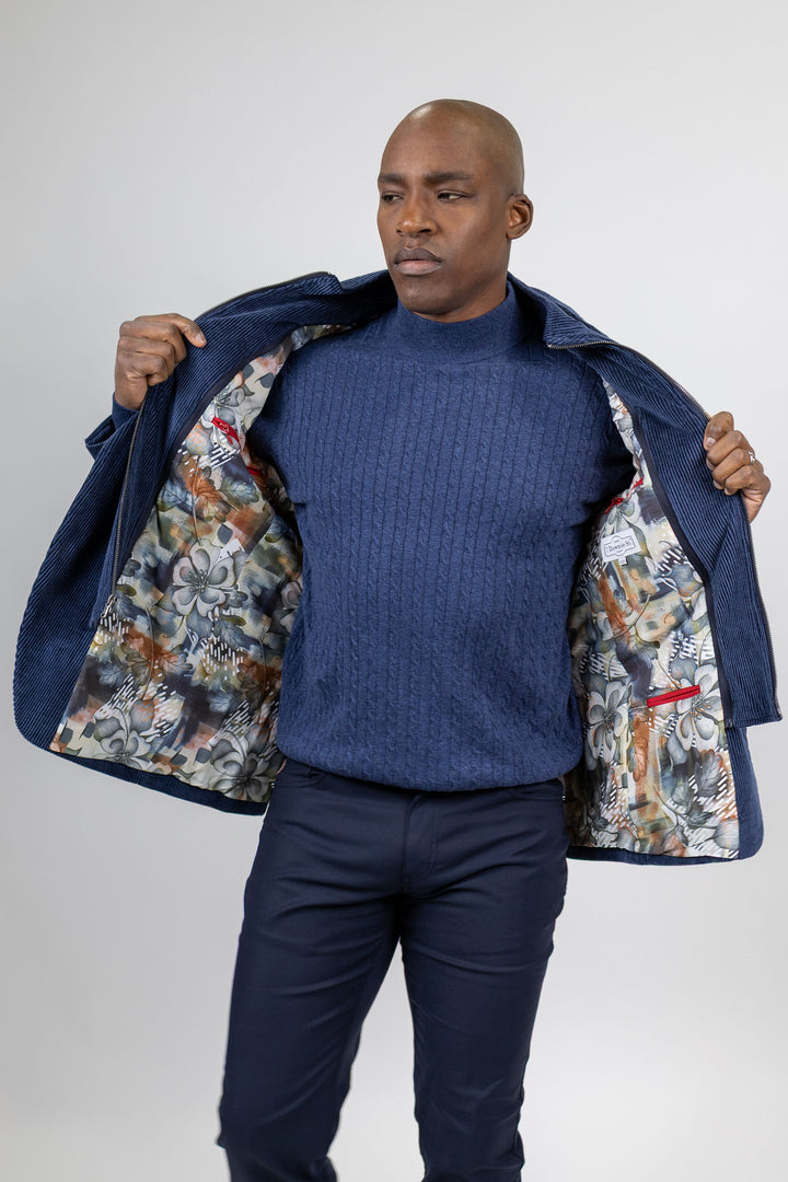 Lorenzo Navy Stretch Corduroy Hybrid Sport Coat