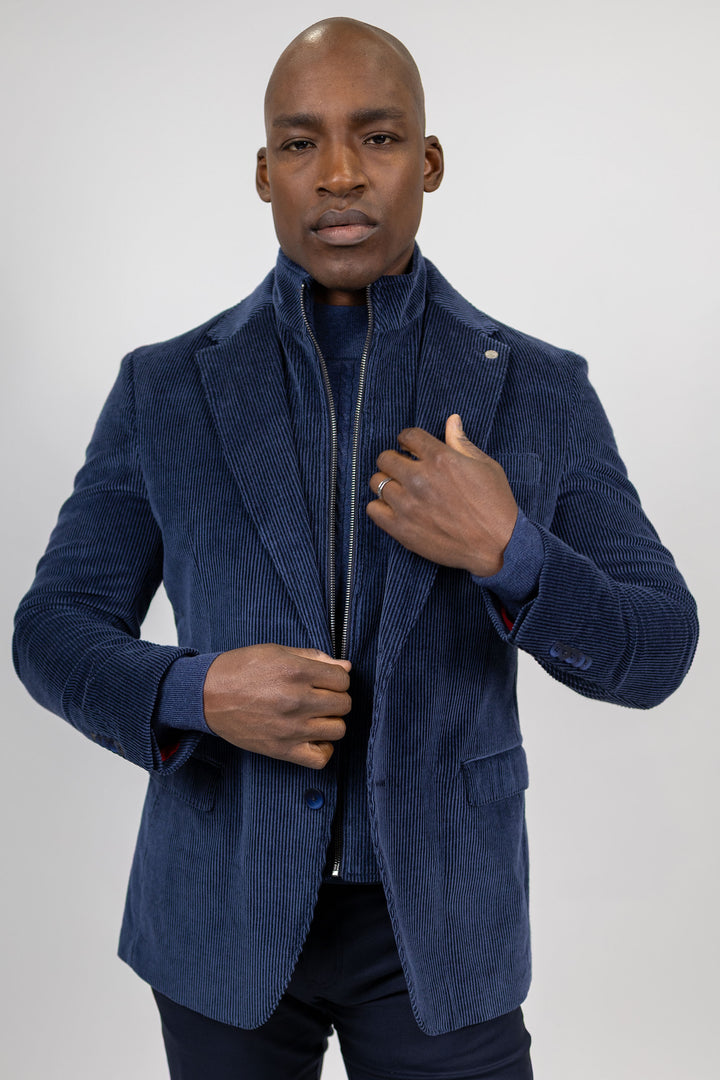Lorenzo Navy Stretch Corduroy Hybrid Sport Coat