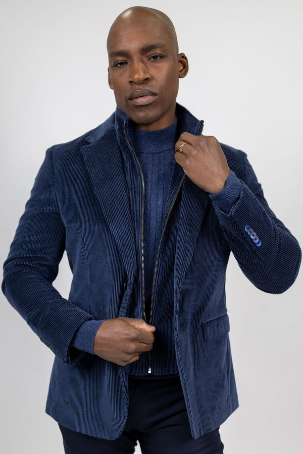 Lorenzo Navy Stretch Corduroy Hybrid Sport Coat