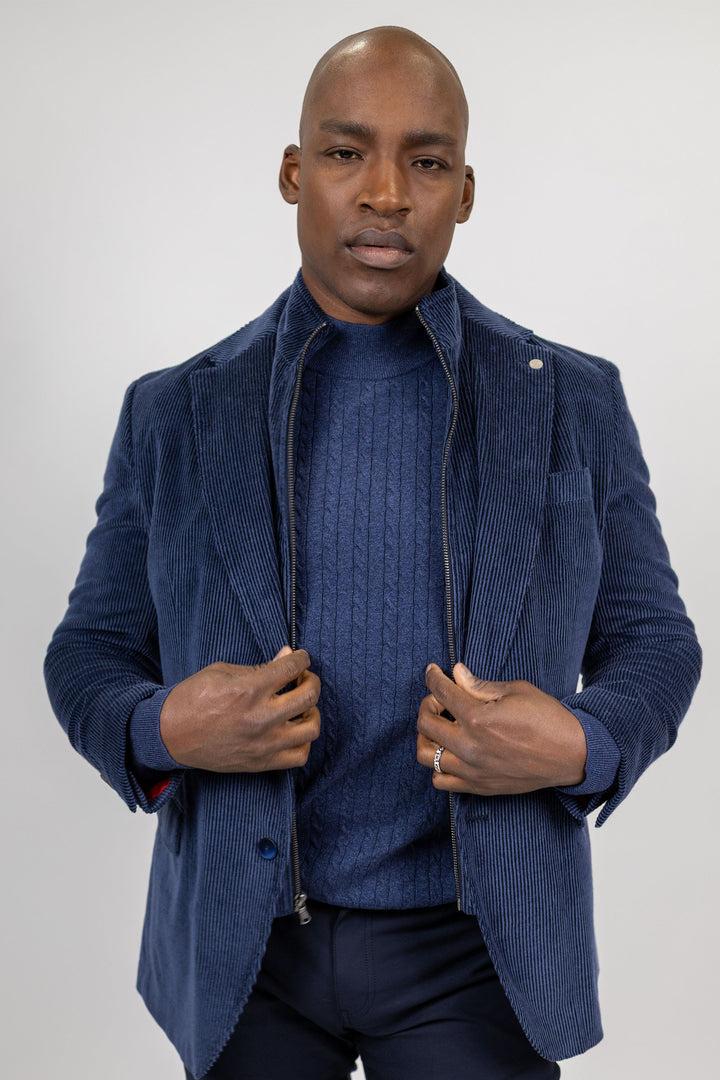 Lorenzo Navy Stretch Corduroy Hybrid Sport Coat