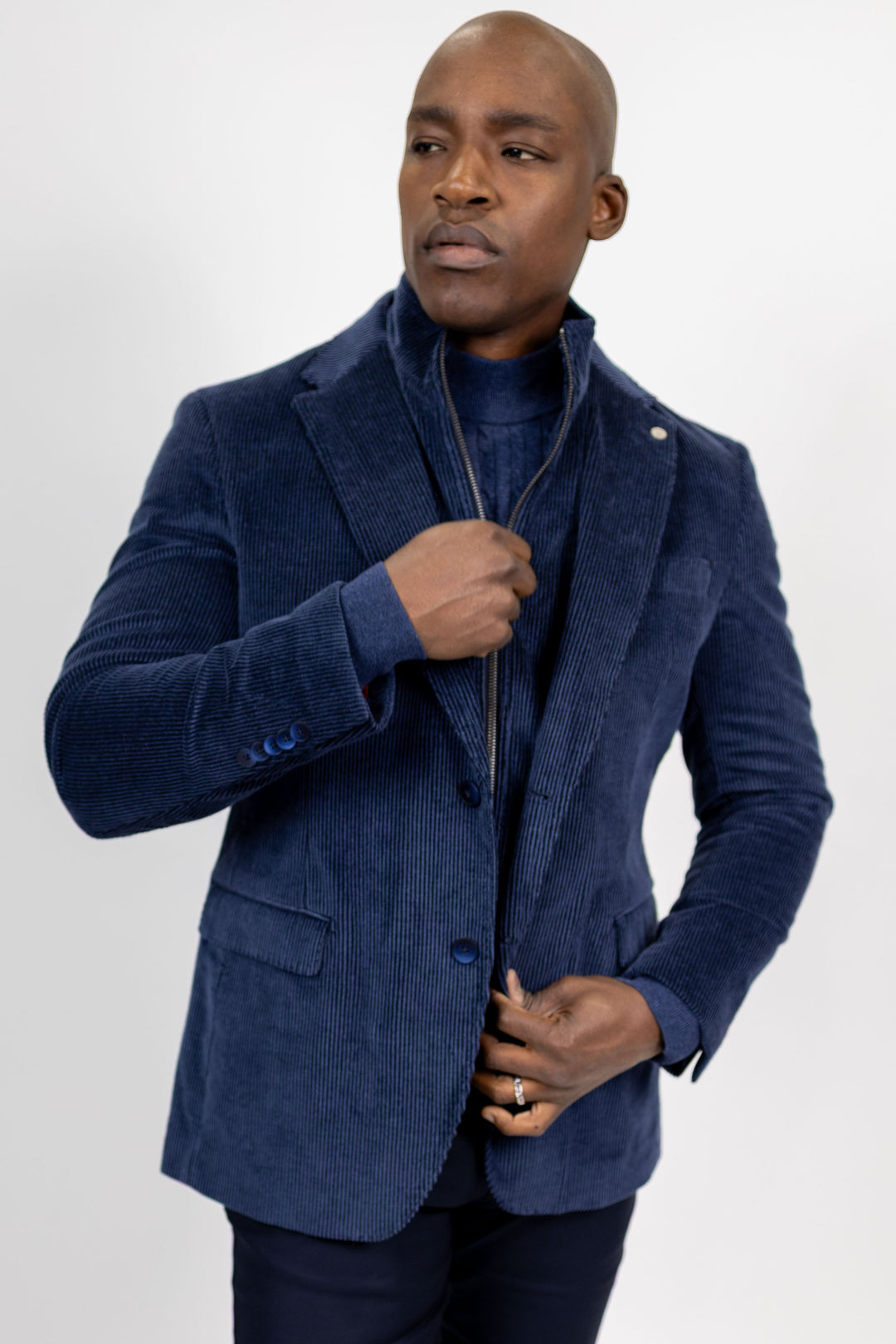 Lorenzo Navy Stretch Corduroy Hybrid Sport Coat