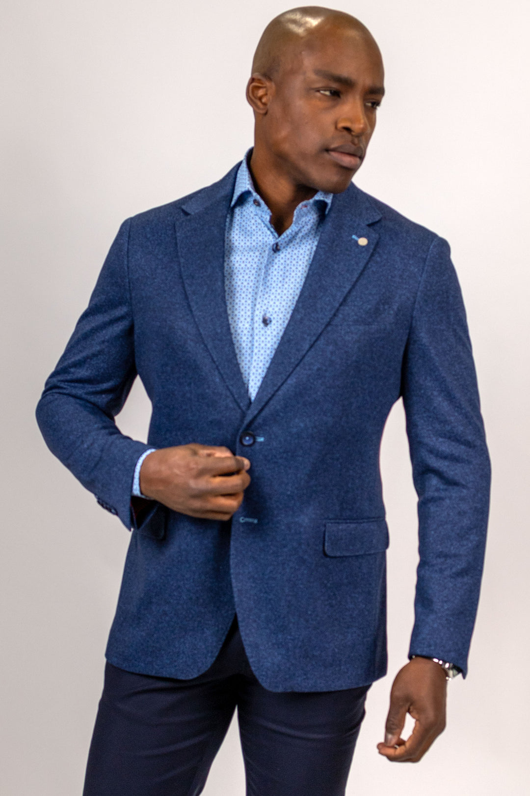 Ludlow Blue Donegal Print Cotton Knit Sport Coat
