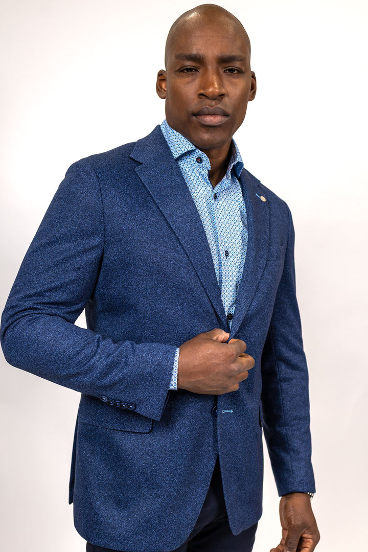 Ludlow Blue Donegal Print Cotton Knit Sport Coat