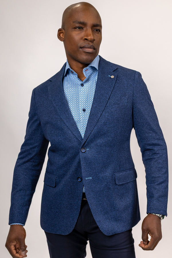 Ludlow Blue Donegal Print Cotton Knit Sport Coat