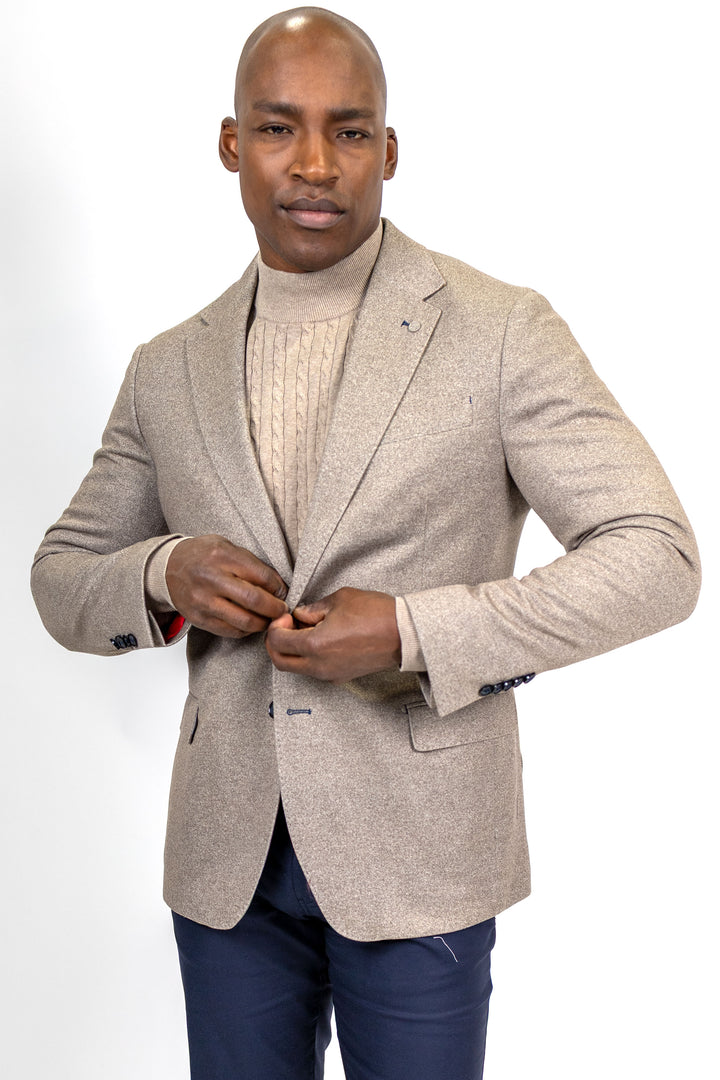 Ludlow Brown Donegal Print Cotton Knit Sport Coat