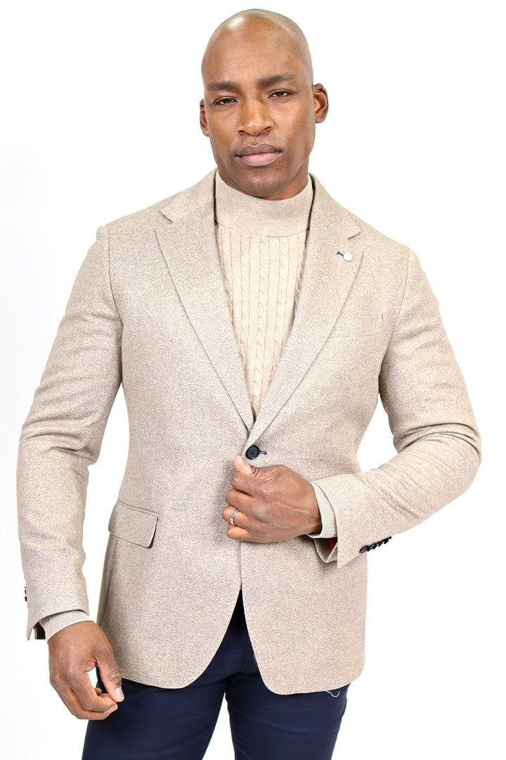 Ludlow Brown Donegal Print Cotton Knit Sport Coat
