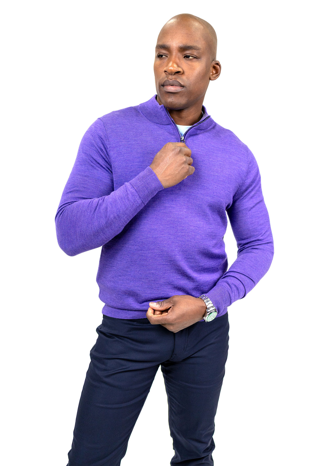 Merlin Merino Wool Quarter Zip Purple