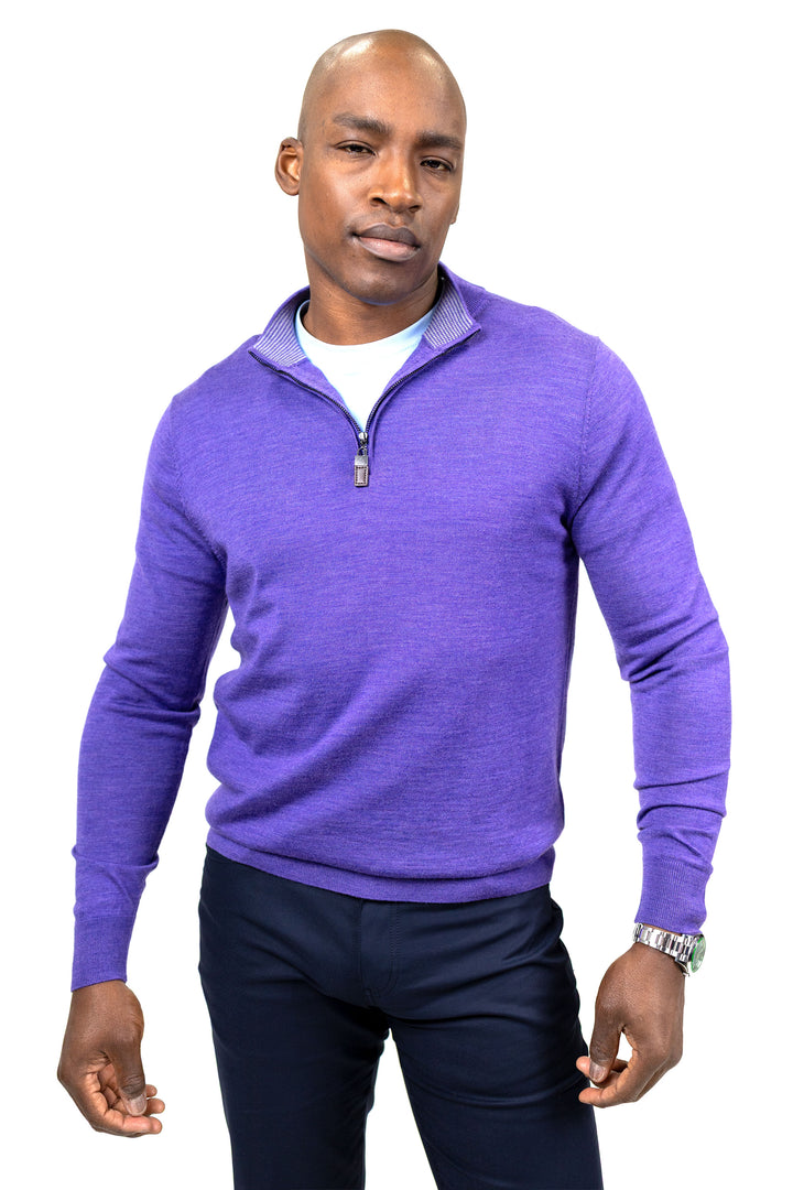 Merlin Merino Wool Quarter Zip Purple