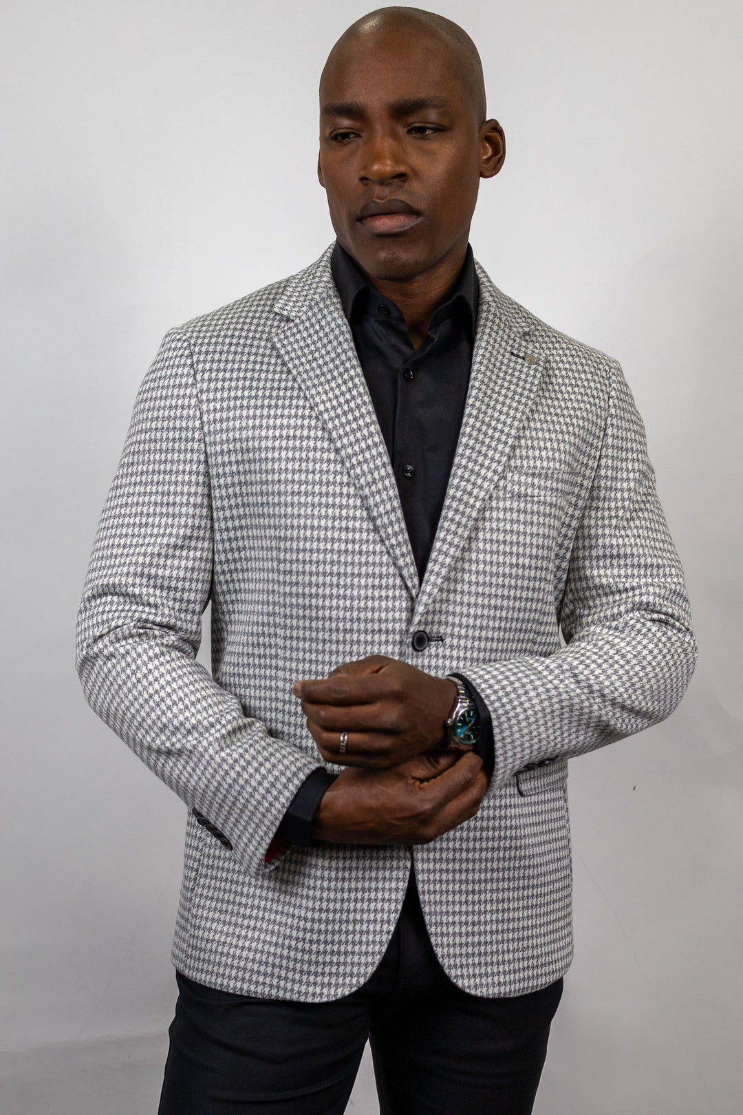 Porto Grey Houndstooth Knit Sport Coat