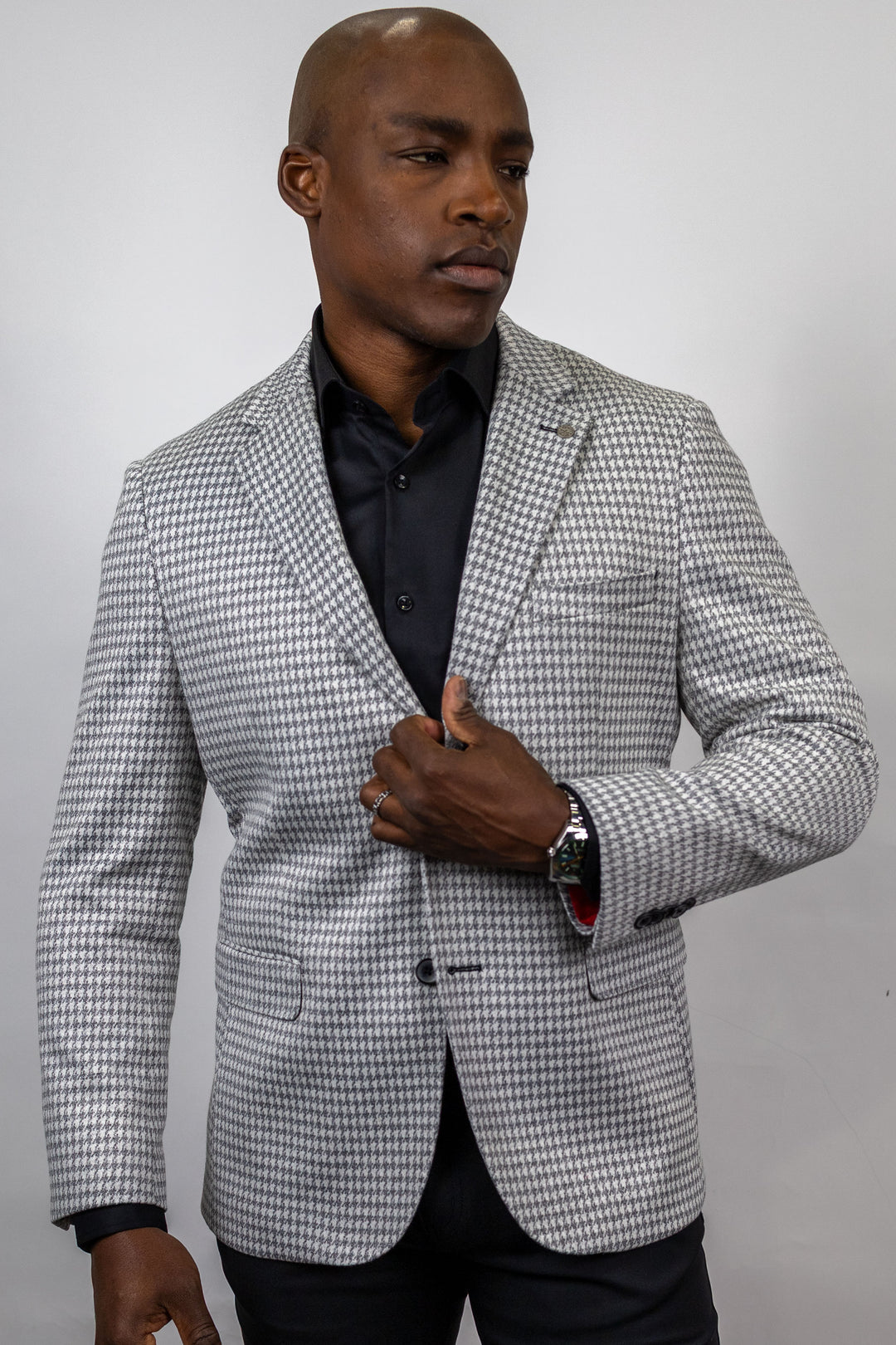 Porto Grey Houndstooth Knit Sport Coat